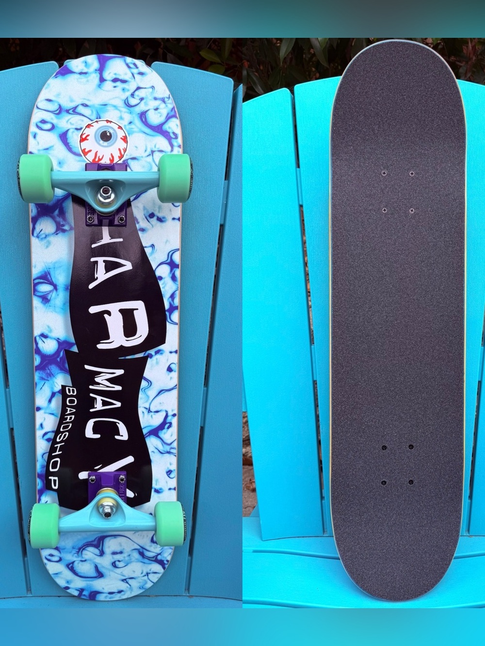 Pharmacy Boardshop Punch Label Complete Skateboard - Spitfire Demon Gate Wheels